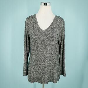 Athleta Size Medium M Pose Black Marl Crew Neck Back Cut Out Layered Active Top